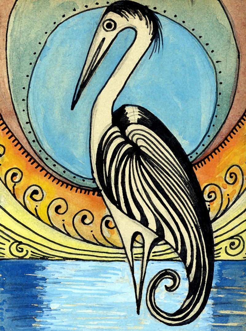 stylized pelican illustration